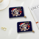 yzARTche Diamond Art Painting Christmas Credit Card Wallet, RFID Blocking Gem Art Leather Zipper Card Holder Wallet for Women-11-Cat yzARTche