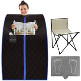 SereneLife Portable Sauna for Home, Infrared Sauna Tent with Heated Foot Pad and Folding Chair, Compact Personal Rejuvenation Sauna, Remote Control In-Home Spa, 38" x 32” - (Black) SereneLife