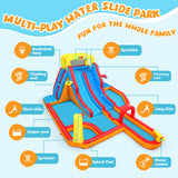 Whubefy 18Ftx14Ft Inflatable Water Slide Park Kids 3-12, Big Waterslide Bounce House with Extra Long Slides, Splash Pool, Kiddie Pool, Blow Up Water Slides Inflatables for Kids Backyard Water Fun Whubefy