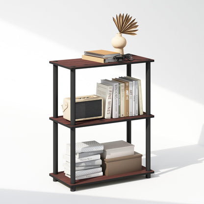 Furinno Turn-N-Tube 3-Tier Multipurpose Compact Bookcase, Dark Cherry - WoodArtSupply