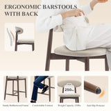 COLAMY Counter Height Bar Stools Set of 4, Kitchen Bar Stools with Back, Mid Century Modern Upholstered, with Wood Legs for Kitchen Island Dining Room, Beige COLAMY