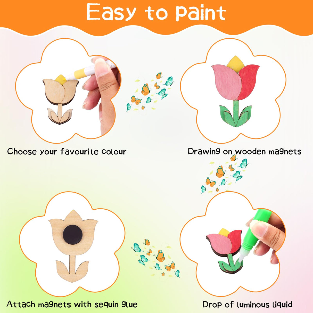 GEWUJATOP 18 Wooden Magnet Set,Wooden Art Craft Supplies Painting Kit for Kids,Easter Basket Stuffers,Classroom Exchange Gift for Boys Girls,Party Favors Crafts Birthday Gifts for Kids GEWUJATOP