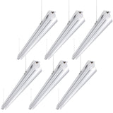 Barrina LED Shop Light 4FT, 40W 5000LM 6500K, Clear Cover Hanging led Light Fixture, Linkable LED Tube Lights, V Shape LED Ceiling Lights for Garage, Warehouse, Workshop, 6 Pack Barrina
