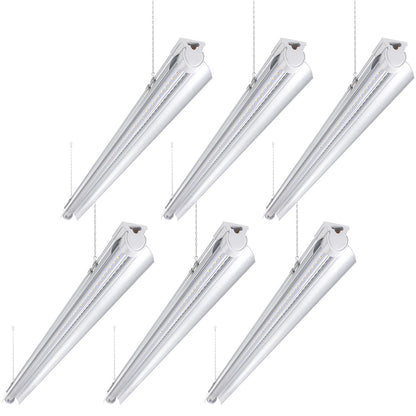 Barrina LED Shop Light 4FT, 40W 5000LM 6500K, Clear Cover Hanging led Light Fixture, Linkable LED Tube Lights, V Shape LED Ceiling Lights for Garage, Warehouse, Workshop, 6 Pack - WoodArtSupply