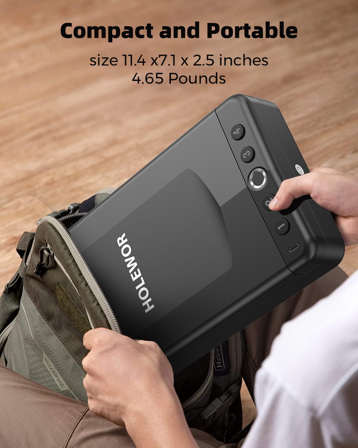 HOLEWOR Car Gun Safe, Small Pistol Safe Biometric Gun Safe for Handgun, Portable Fingerprint Quick Access Handgun Safe for Nightstand Bedside HOLEWOR