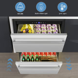 24 Inch Dual Drawer Fridge Under Counter, Stainless Steel Weather-Proof Design Outdoor Beverage Refrigerator for Patio, Freestanding or Built-In Installation, Ideal for Home and Commercial Use Velivi