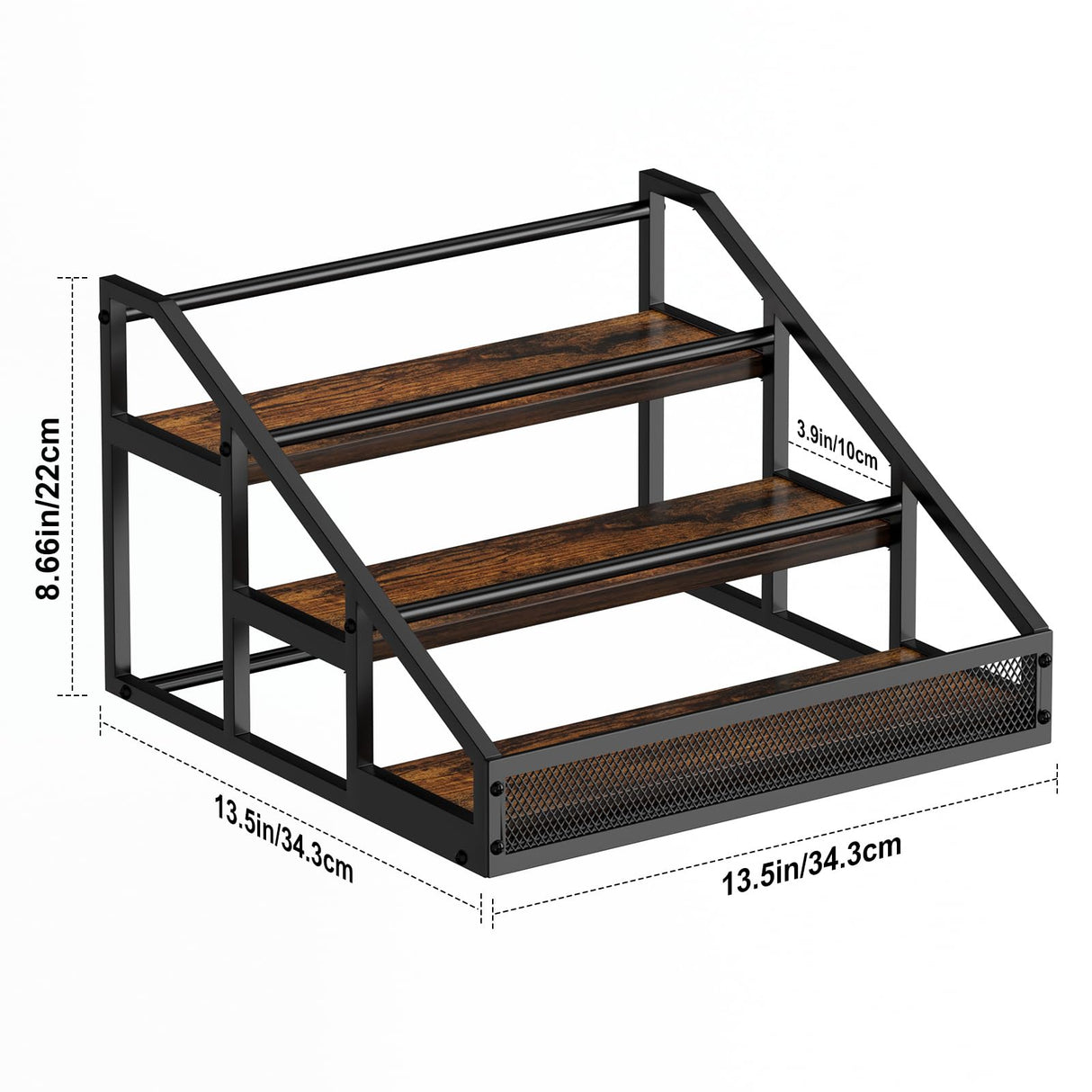 B4Life 3-Tier Liquor Bottle Display Shelf for Whiskey and Spirits - Retro Bar Shelves B4Life