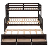 Linique Espresso Twin-Over-Full Bunk Bed with Trundle and 3 Storage Drawers Linique