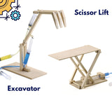 PATHFINDERS STEM Kit- Hydraulics 4-in-1– Build 4 Hydraulic Machines | Engineering Model Kit for Kids 8+ | Educational Science Toy | Learn Physics & Mechanics | Wooden DIY Project Pathfinders