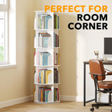SpaceAid 5 Tier Rotating Bookshelf Tower, Spinning Bookcase Lazy Susan, Revolving 360 Book Shelf Storage Round Carousel, Vertical Rotate Turning Spiral Corner Organizer, White SpaceAid