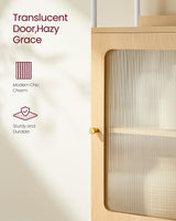 VASAGLE 6-Tier Bookcase, Slim Bookshelf with PC Door, Freestanding Storage Shelf with Metal Frame, Adjustable Shelf, for Living Room, Oak Beige and Pearl White ULLS123W57 VASAGLE