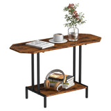 NOVIMANGO Rustic Coffee Table 2-Tier Wood Tea Table Coffee Tables for Living Room Industrial Rectangle Coffee Table for Large or Small Spaces Center Table with Storage Shelf, Brown NOVIMANGO