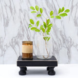 Delimux Farmhouse Wood Riser Decorative Pedestal Stand Rectangular Wood Tray Displays Decorations Rustic Home Bathroom Counter Wooden Riser (Black) Delimux