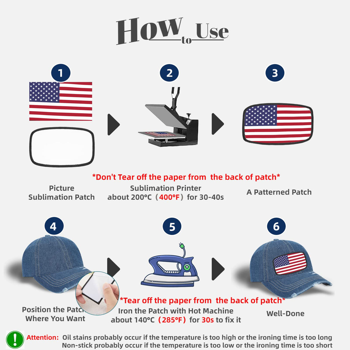 60 PCs Sublimation Patches - Iron On Blank Patches for DIY Crafts Hats Caps Backpack Uniforms Gadjica