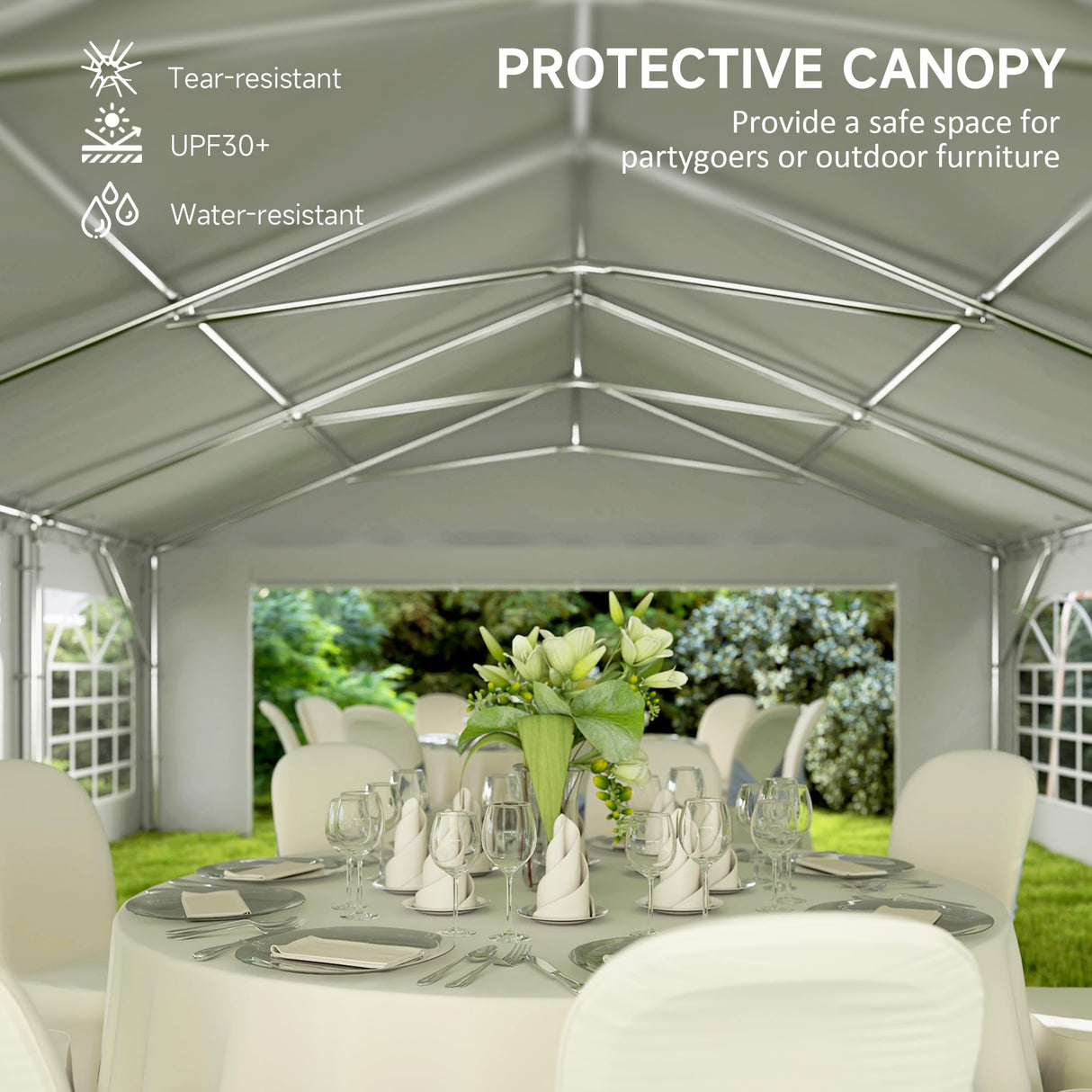 Outsunny 20' x 40' Heavy Duty Party Tent, Galvanized Outdoor Canopy Tent Large Event Shelter with Removable Sidewalls, 12 Windows and 2 Doors, Tents for Parties, Wedding, Events, BBQ Grill, White Outsunny