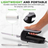 NutriChef Upgraded Premium Electric Knife - 8.9" Carving Knife, Serrated Blades, Lightweight, Ergonomic Design Easy Grip, Easy Blade Removal, Great For Thanksgiving, Meat & Cheese, Black - PKELKN8 NutriChef