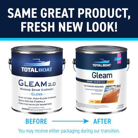 TotalBoat Gleam Marine Spar Varnish, Gloss and Satin Polyurethane Finish for Wood, Boats and Outdoor Furniture (Satin Low-Sheen Quart) TotalBoat
