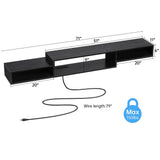 FABATO 71'' Floating TV Stand with LED Light Power Outlet, Floating Shelf for Under TV Wall Mount with Storage Shelf, Media Console Entertainment Center for Living Room, Black FABATO