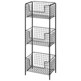mDesign Steel Freestanding Storage Organizer Tower Rack Basket Shelf, Metal 3-Tier Furniture Unit for Master/Guest Bathroom, Powder Room - Holds Bath Towels, Soap - Concerto Collection - Black mDesign