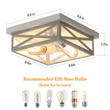 DIKAIDA 2 Pack White Flush Mount Ceiling Light, Farmhouse Ceiling Light Fixtures, 2-Light Rustic Metal Finish Industrial Kitchen Light Fixture for Bedroom, Hallway Light DIKAIDA