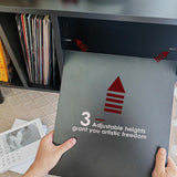 Record Player Stand with Vinyl Storage Holds Up to 300lb, Large Record Player Table Cabinet for Album Storage with Holder Vinyl Display Shelf, Wood Turntable Stand for Bedroom Living Room (Black) LKKRO