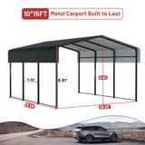 NUGRIART Metal Carport 10 x 15 FT with Heavy Duty Metal Frame & Galvanized Steel Roof, Metal Car Garage, Sturdy Canopy Shelter for Car, Truck, Pickup, SUV, Tractor, and Boat NUGRIART
