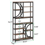 Tribesigns Industrial 8-Tier Etagere Bookshelf – 77-Inch Tall Open Display Unit in Brown/Black Tribesigns
