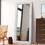 AAZZKANG Wall Mirror Full Length Rustic Wood Framed Floor Mirror 59"x24" Rectangle Large Full Body Mirror for Bedroom Living Room Entryway Dressing Room White AAZZKANG
