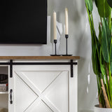 Walker Edison Corbin Modern Farmhouse Sliding X Barn Door TV Stand for TVs up to 80 Inches, 70 Inch, Reclaimed Barnwood and Brushed White Walker Edison