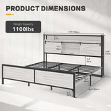 YITAHOME Farmhouse King Bed Frame with Storage Bookcase Headboard, Platform Bed Frame with LED Lights and Charging Station, Sliding Barn Door, Solid Metal Slats, No Box Spring Needed (White) YITAHOME