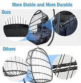 JESE Swing Hammock Egg Chairs Indoor Outdoor, UV Resistant Cushion Hanging Chair with Cup Holder, Foldable Frame 350lbs Capacity Wicker Hammock Chair for Patio Bedroom Balcony(Without Stand, Black) JESE