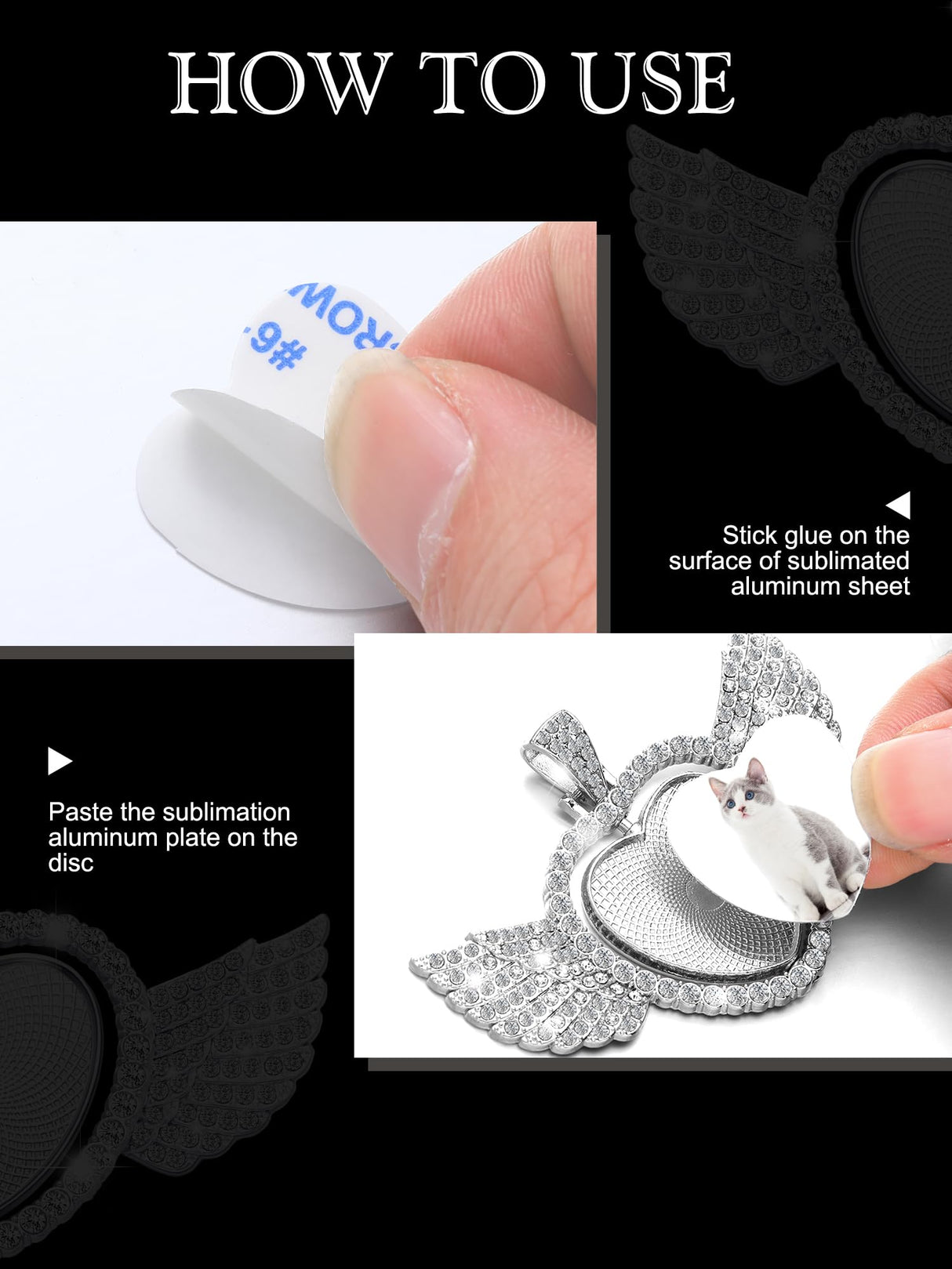 Junkin 24 Pcs Sublimation Rhinestone Trays Pendant Set, Including 6 Double Sided Blank Rhinestone Bezel Trays, 6 Pcs Thick Chains with 12 Sublimation Discs for Making (White) Junkin