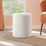 Get Set Style Modern Round Ottoman with Soft Padded Seat, Multifunctional Vanity Chairs for Makeup, Upholstered Footrest Stool Ottoman Foot Stool for Living Room, Bedroom, boucle, White Get Set Style