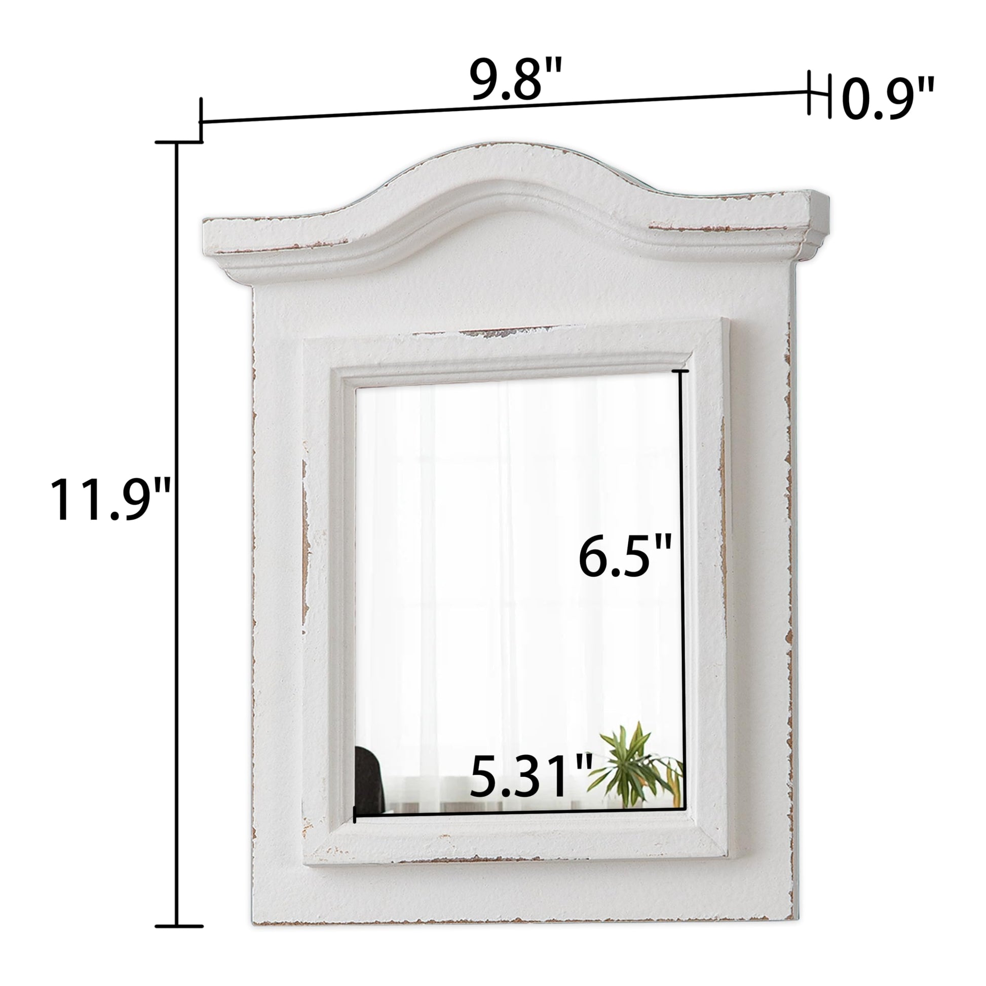 Sintosin Rustic Small Wall Mirrors Decorative 10 X 12 Inch, Hanging Distressed White Wood Frame Arched Entryway Mirror, Unique Rectangle Wall Mirror for Wall Decor Hallway Bedroom Living Room - WoodArtSupply