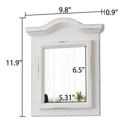 Sintosin Rustic Small Wall Mirrors Decorative 10 X 12 Inch, Hanging Distressed White Wood Frame Arched Entryway Mirror, Unique Rectangle Wall Mirror for Wall Decor Hallway Bedroom Living Room - WoodArtSupply