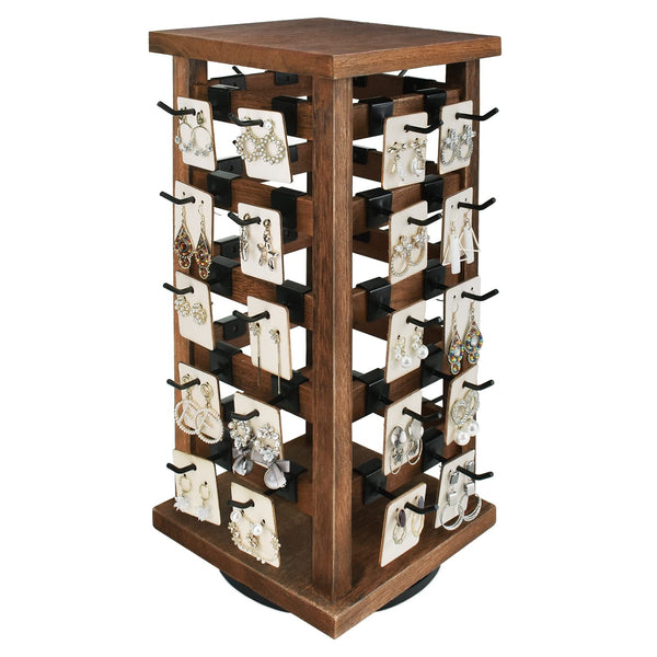 Ikee Design 5 Tiers Easy Assemble Wood Rotating Jewelry Display Tower ...