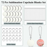 Landical 12 Sets Sublimation Charm Accessories for Cup Name ID Charm for Tumbler Cup MDF Single Side Sublimation Blanks Bulk with Chains Jump Rings for DIY Crafts Gift for Friend (Round) Landical