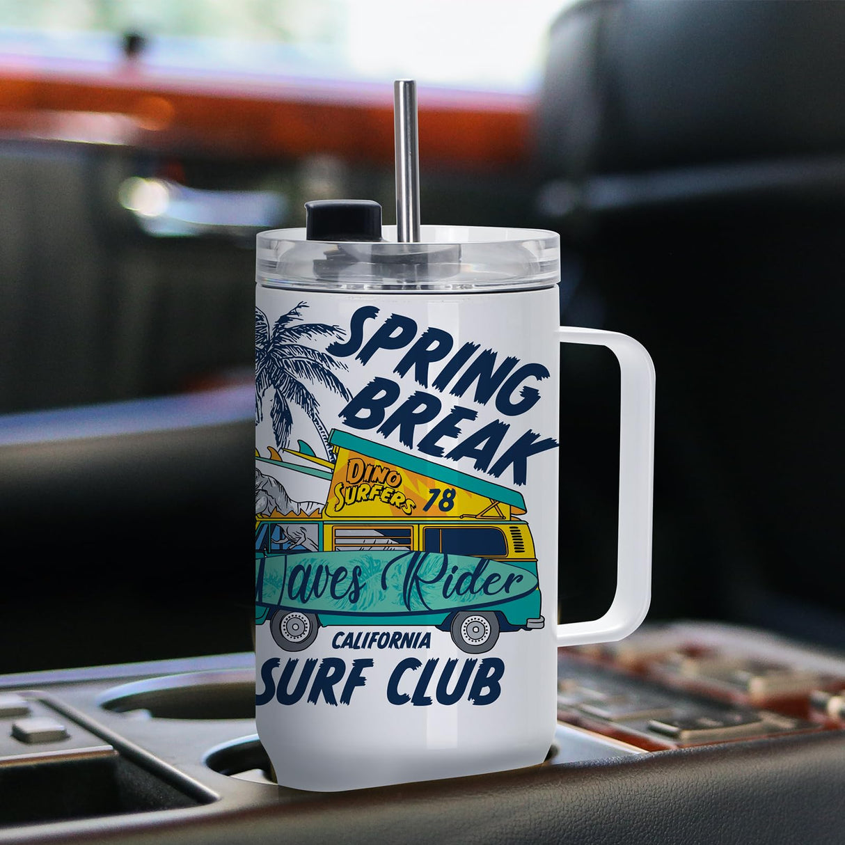 PYD Life 2 Pack Sublimation 40 OZ Tumblers with Handle Blanks White Coffee Mugs Insulated Reusable Travel Cups with Lid and Stainless Straw for Tumbler Heat Press Sublimation Oven Printing PYD Life