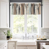 JESTRONRY Rustic Wood Kitchen Valances Window Curtain, Brown Wooden Blue Wood Plank Wall Board Window Treatment Valances for Bedroom Kitchen Decor with Rod Pocket JESTRONRY