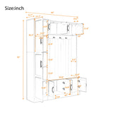 Merax Farmhouse Wood Hall Tree with Shoe Bench & 6 Cabinets, 4-in-1 Coat Rack with 4 Hooks & Adjustable Shelves, Entryway Storage Organizer Cabinet for Entrance, Hallway, Mudroom White Merax