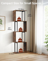 OUTONLIFE 5 Tier S-Shaped Geometric Bookshelf with LED Light, 3 Color Temperatures, Touch & Remote Control, Dimmable Standing Bookcase, Small Display Shelf for Living Room, Bedroom, Office OUTONLIFE