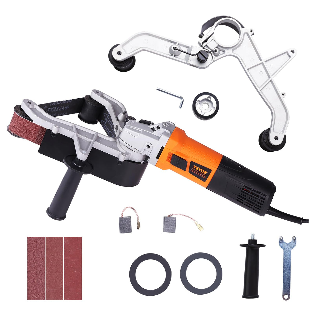 VEVOR Pipe Tube Polisher Sander, 1000W Pipe Belt Sander with 6 Variable Speeds 1100-3200rpm, Professional Belt Sander Grinding Machine with 3PCS VEVOR