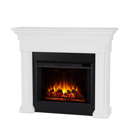 Real Flame Emerson 56" Grande Electric Fireplace with Mantel for Living Room or Bedroom, Replaceable Fireplace Insert Heater, Realistic Log and Flame Effect, Remote Control, Timer, White Real Flame