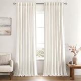 MIULEE Non-See-Through Privacy Linen Curtains 2 Panels, Light Filtering Window Curtains Farmhouse Textured Back Tab Semi Sheer Drapes for Bedroom Living Room, 52 x 84 Inches Long, Natural White MIULEE