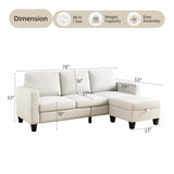 Lonkwa Sectional Sofa Couches for Living Room, 78'' Beige 3 Seater L-Shaped Couch with Storage Ottoman, Comfy Fabric Convertible Sectionals Sofas with Chaise for Apartment, Office, Small Space Lonkwa