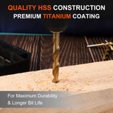 COMOWARE 230 Pcs Drill Bit Set for Wood & Metal - Titanium Wood Drill Bits, High Speed Steel Drill Bit Kit Titanium Coated for Wood, Metal, Plastic, Aluminum Alloy with Storage Case, 3/64"-1/2" COMOWARE