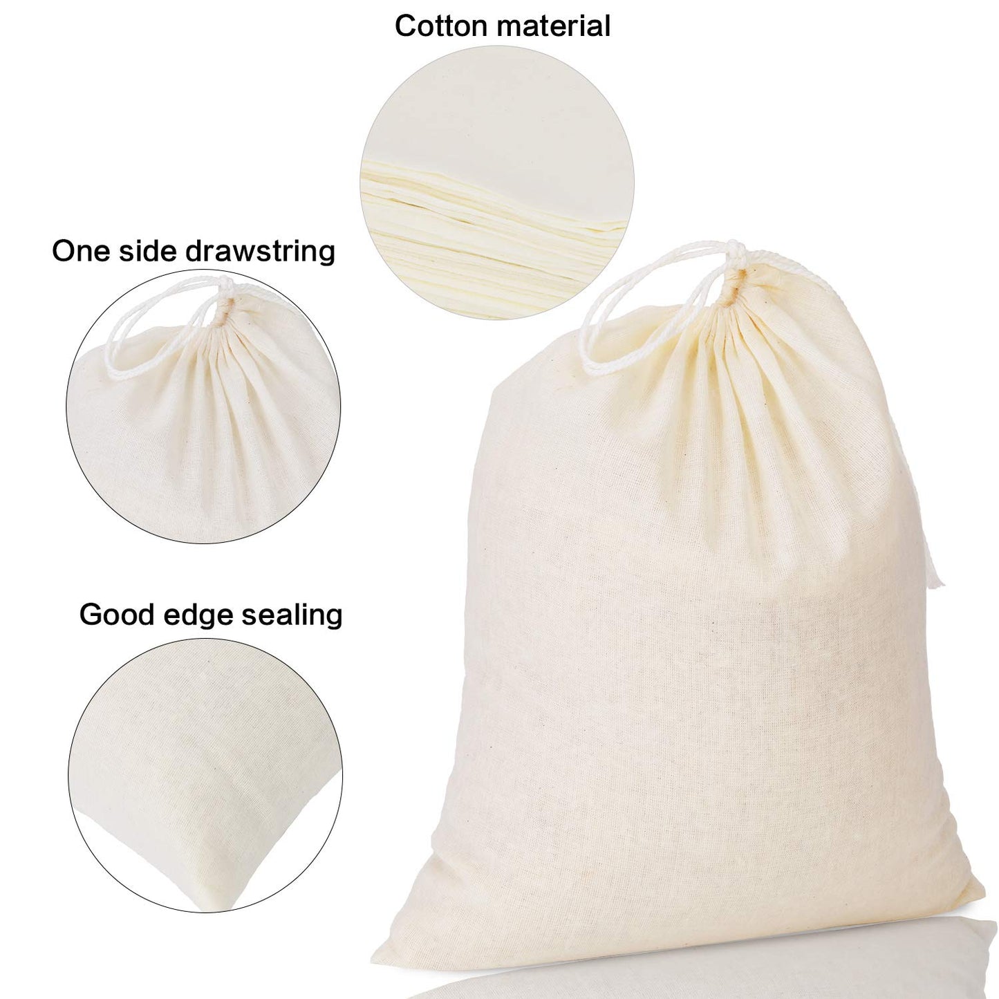 Tatuo 50 Pieces Muslin Bags Cotton Drawstring Bags Sachet Bag for Home Supplies (8 x 10 Inches)