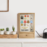 TJ.MOREE Deep Shadow Box Frame with Drawer, Shadowbox Display Case with Glass Window Picture Frame Memorabilia Bouquet Medals Military Photos Memory Box for Keepsakes TJ.MOREE