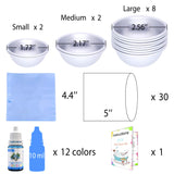 12 Pieces Bath Bomb Mold Set with 12 Soap Dye, Shrink Wrap Bags - DIY Bath Bombs Making Supplies Kit - Food Grade Skin Safe Bath Bomb Dye for Soap Coloring, Crafting Fizzles - with Instructions Limino