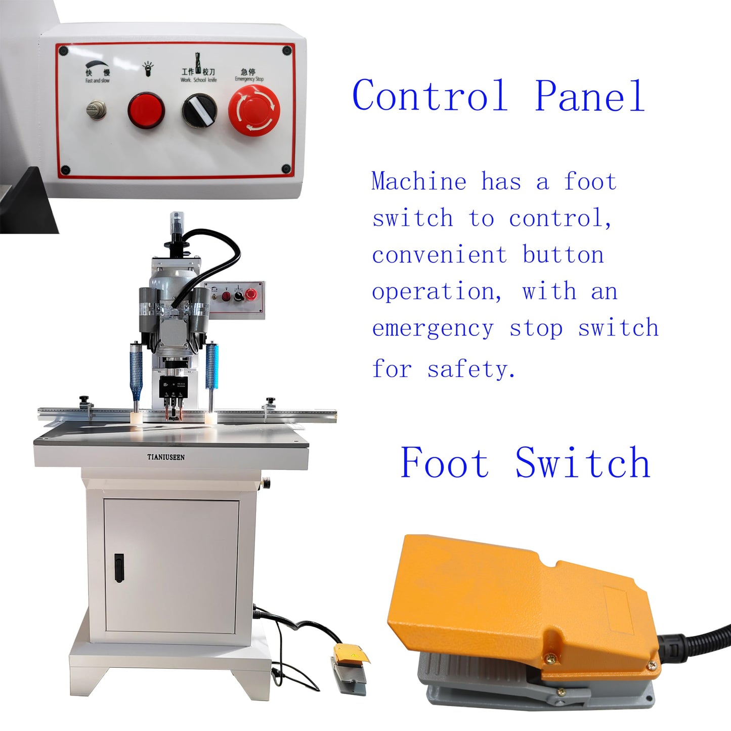 Tianiuseen Pneumatic Hinge Boring Drilling Machine Hinge Machine Single Head Woodworking 110V - WoodArtSupply